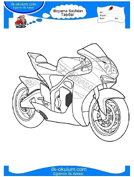 Çocuklar İçin Motor Boyama Sayfaları 